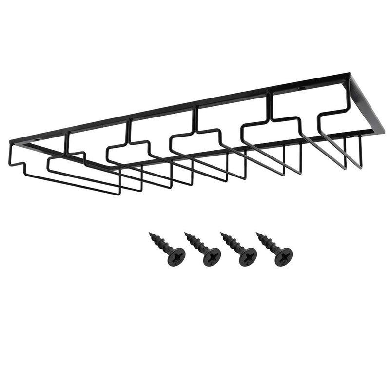 MOCOUM Wine Glasses Rack Under Cabinet Stemware Rack, Glass Hanger Rack Wire Glass Holder Storage Hanger for Cabinet Kitchen Bar (Black, 5 Rows 1 Pack) - Image 2